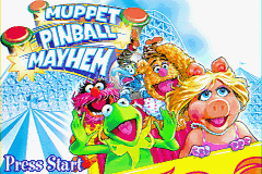 Muppet Pinball Mayhem title screen for GameBoy Advance